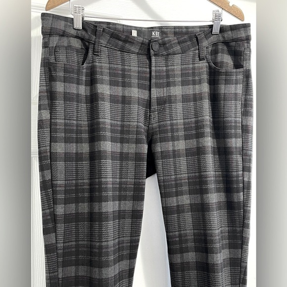 KUT From The Kloth Diana Stretch Skinny Pants Black Grey Plaid Size 16 - Picture 4 of 13